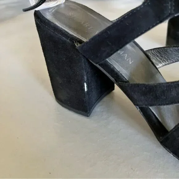 Stuart Weitzman Bigtiegirl Suede Lace Up Block Heel Gladiator Sandals - Picture 5 of 7